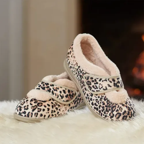 Snuggly Leopard Plush Slipper